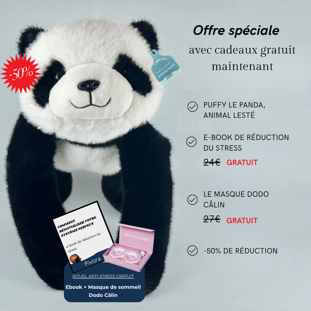 Puffy le Panda – Peluche lestée apaisante pour adultes